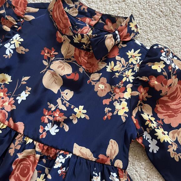 NWOT Janie & Jack Baby Girls Occasion Dress Fall Floral Print Size 12-18 Month - Picture 2 of 4